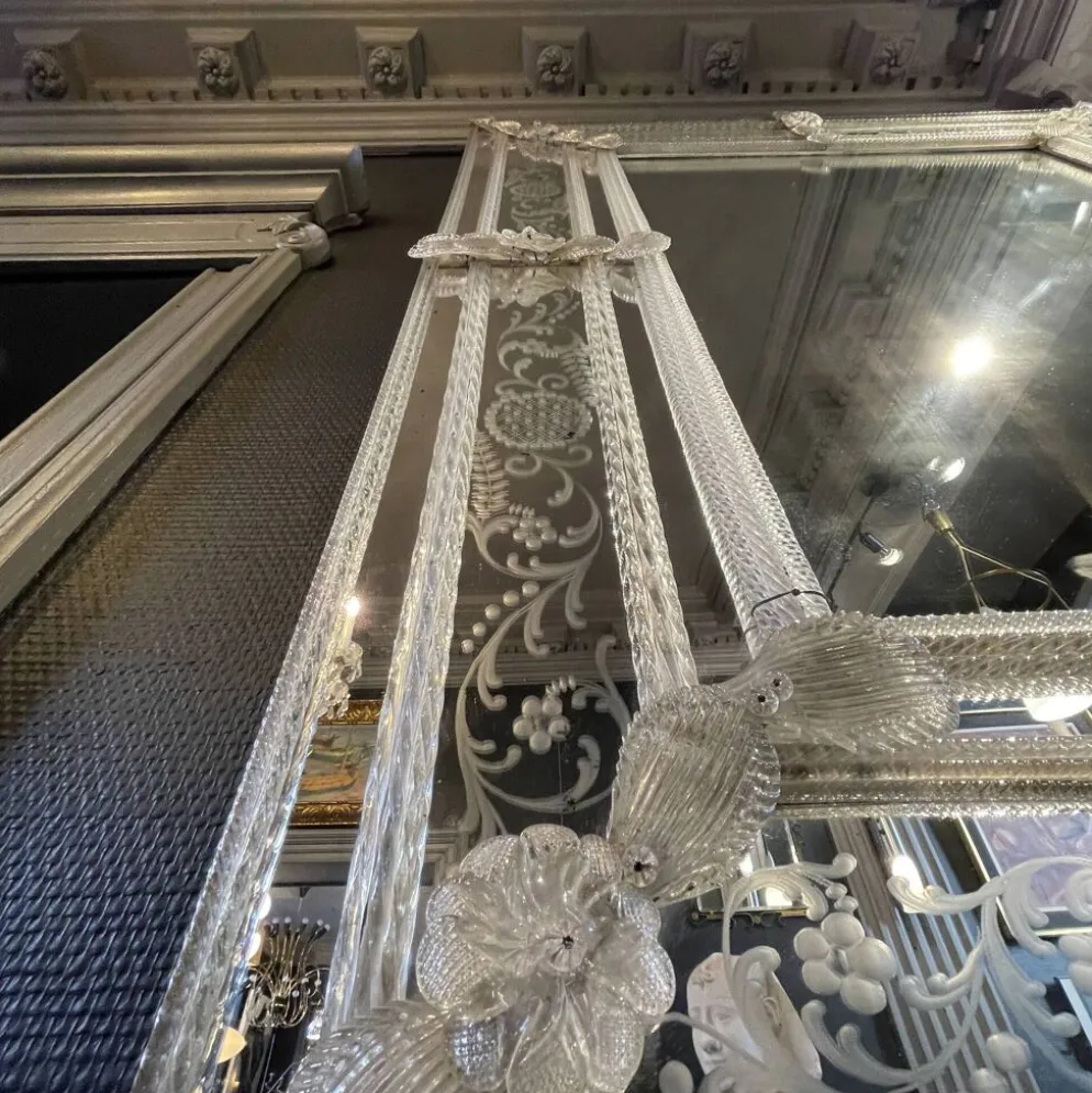 Barovier & Toso Murano, miroir à pare-closes gravées, début du XXᵉ siècle