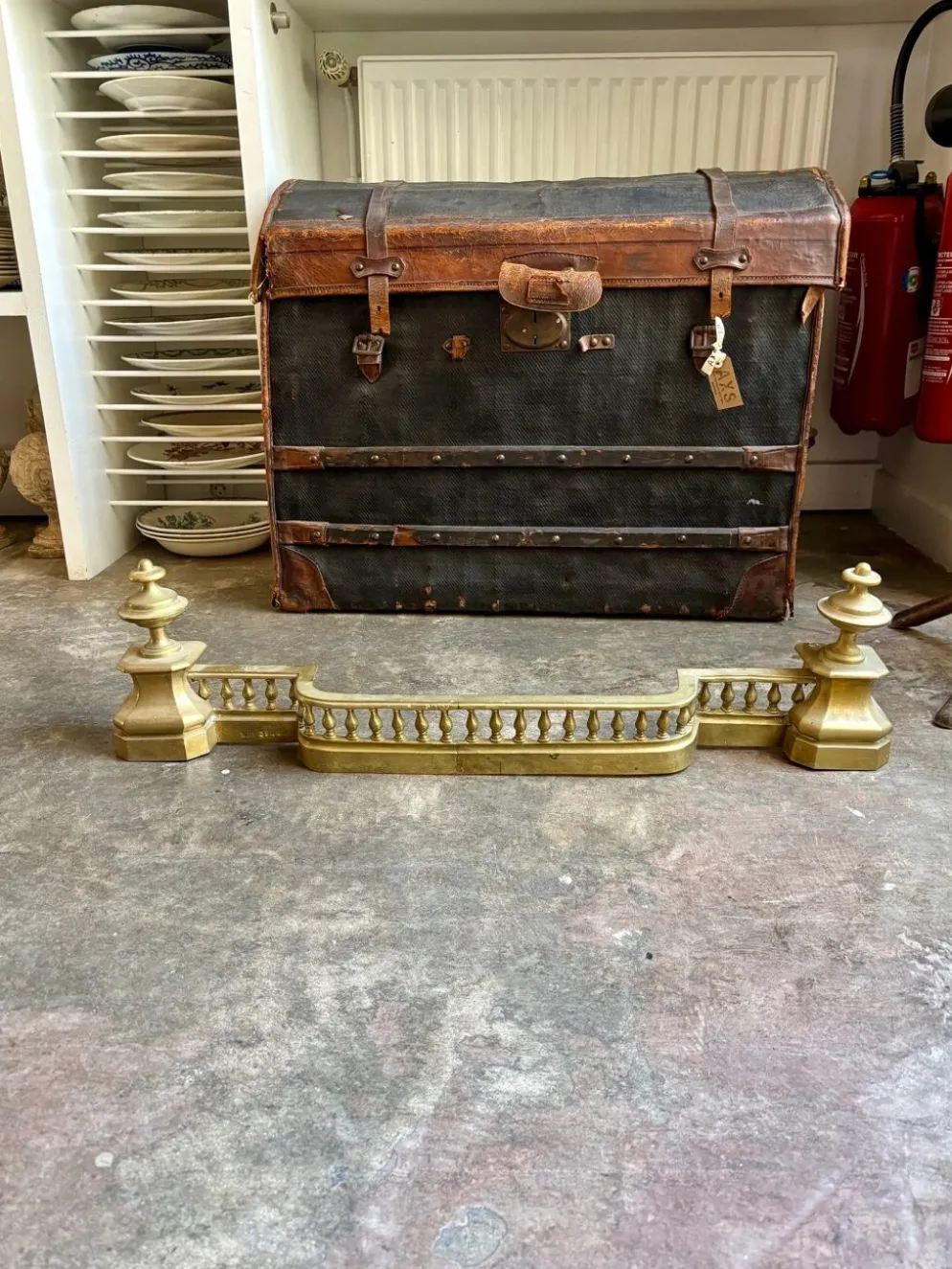 Barre de foyer de cheminée en bronze doré