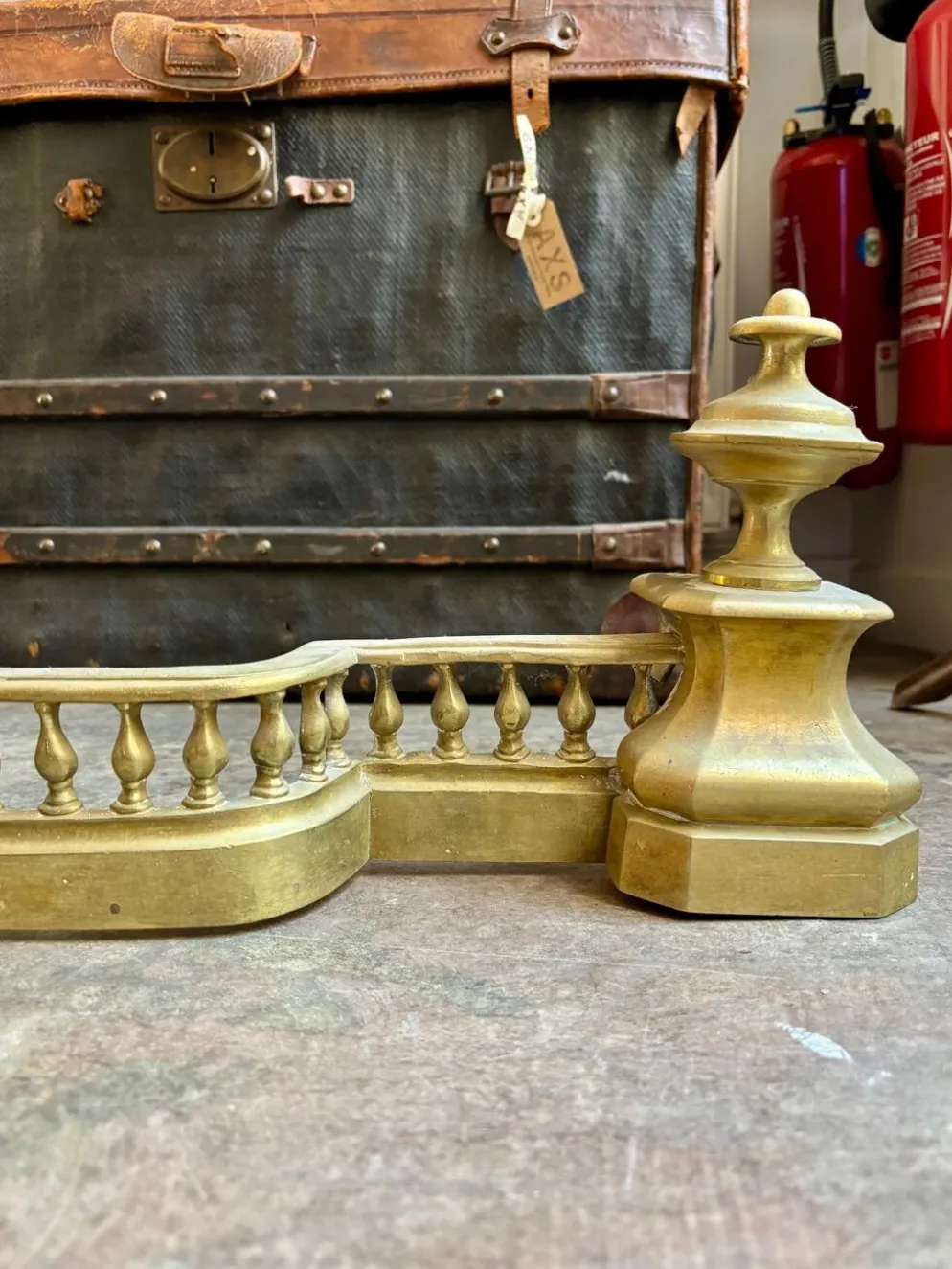 Barre de foyer de cheminée en bronze doré