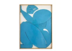 Bas-relief en bois laqué bleu. Travail contemporain d’artiste français.
