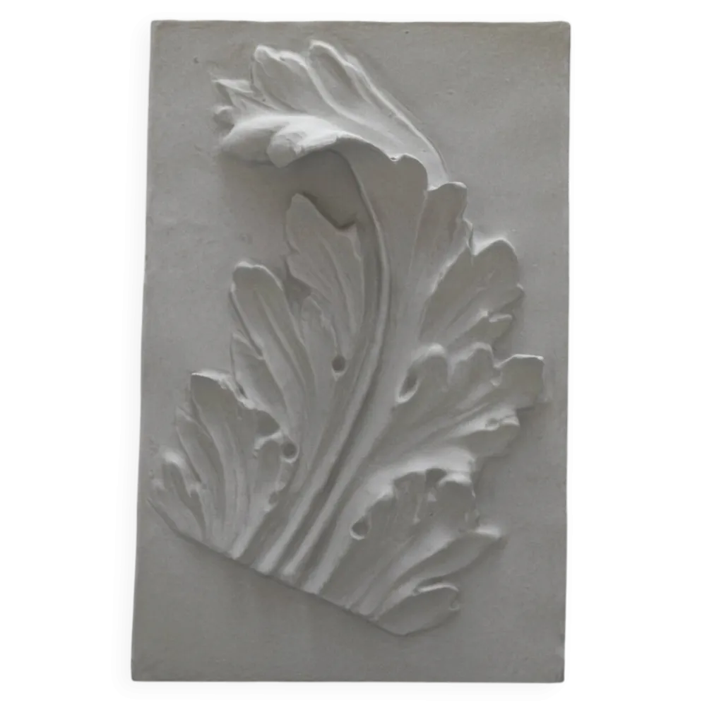 Bas-relief en plâtre représentant une feuille d'acanthe, d'inspiration roma