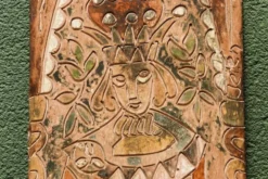 Bas relief en terre cuite, art brut, signé Christophe Jehan