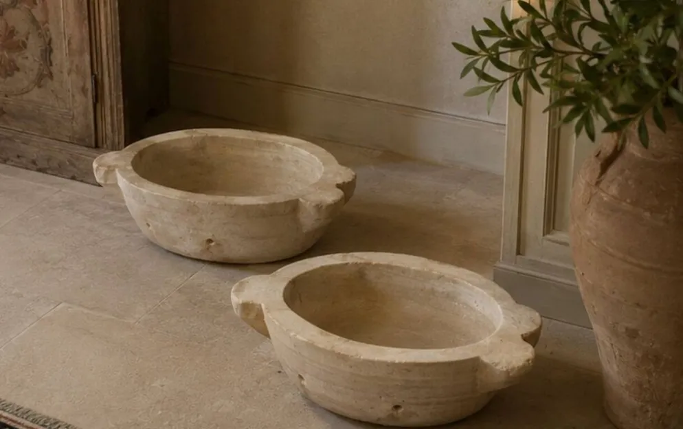 Bassin en marbre sculpté à la main italien antique, début du 20e siècle