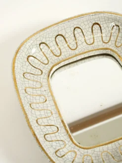 Beau petit miroir en céramique Art Déco par Gmundner Keramik Autriche, 1920