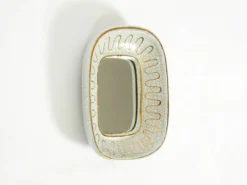 Beau petit miroir en céramique Art Déco par Gmundner Keramik Autriche, 1920