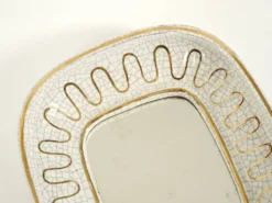 Beau petit miroir en céramique Art Déco par Gmundner Keramik Autriche, 1920