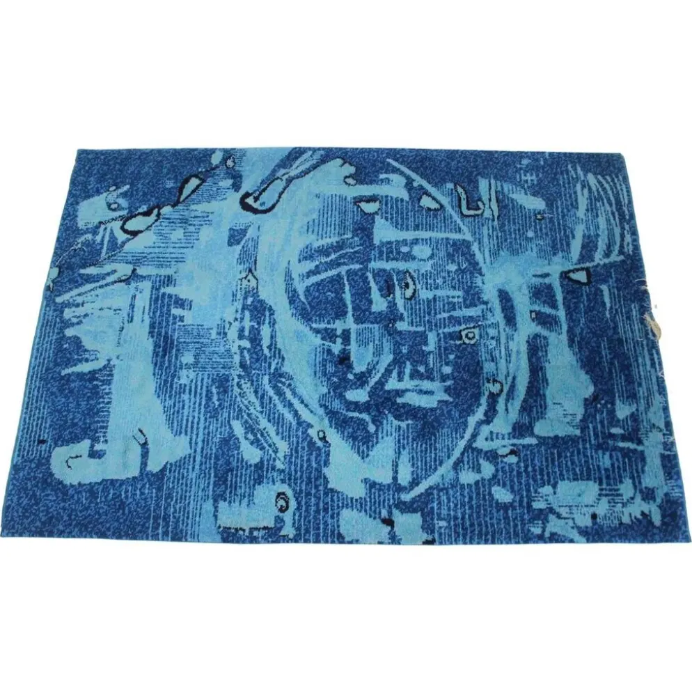 Beau tapis en laine au design abstrait fait main dans le style de Kybal, années 1960.