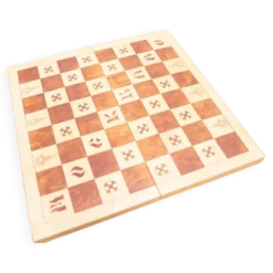 Beech wood chess board, new, with pieces in original box