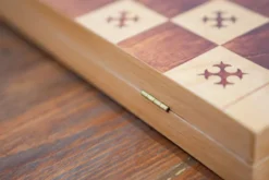 Beech wood chess board, new, with pieces in original box