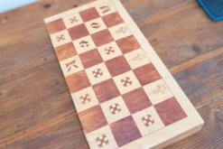 Beech wood chess board, new, with pieces in original box
