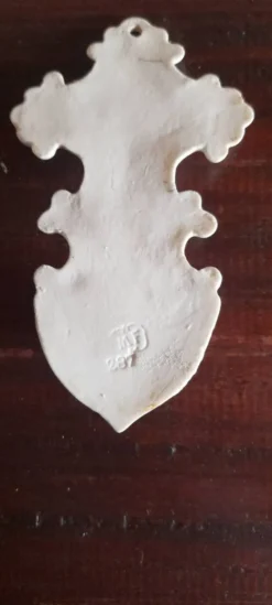 Benitier ancien porcelaine de Sèvres XIXème signé MF