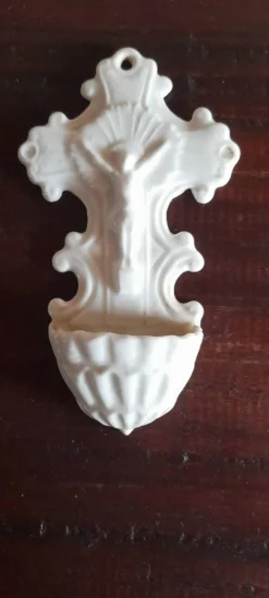 Benitier ancien porcelaine de Sèvres XIXème signé MF