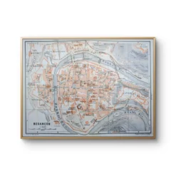 Besançon, Doubs, plan original imprimé en 1908.