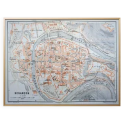 Besançon, Doubs, plan original imprimé en 1908.
