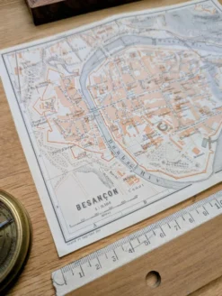 Besançon, Doubs, plan original imprimé en 1908.