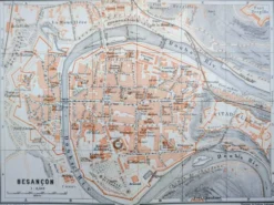 Besançon, Doubs, plan original imprimé en 1908.