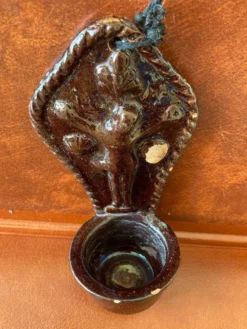 Bénitier ancien - XIXe - Terre cuite vernissée