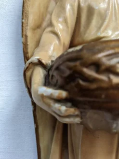 Bénitier céramique ange ailé antique objet religieux décoration campagne