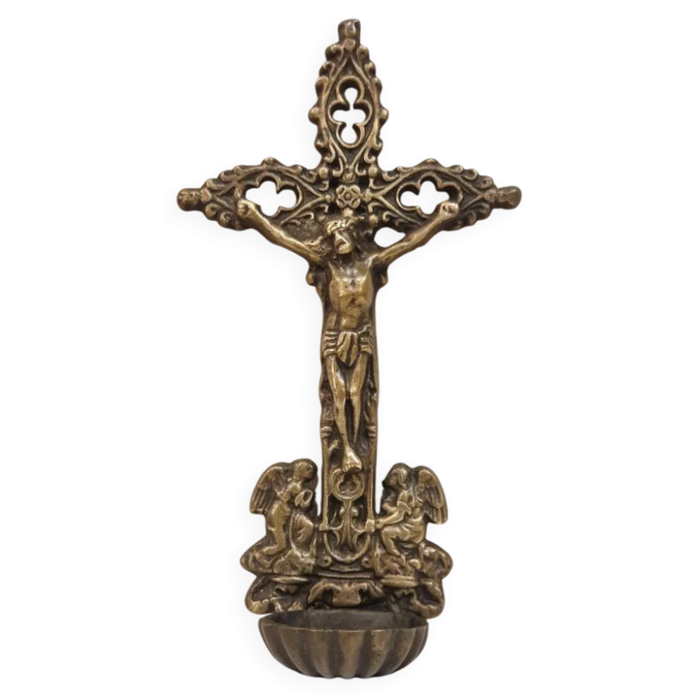 Bénitier en bronze d'époque fin XIXe