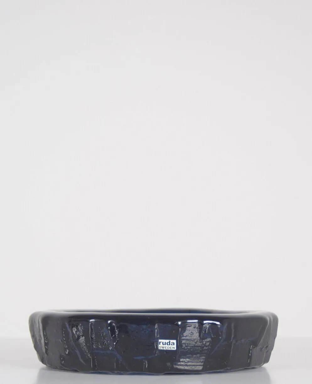 Bol en cobalt suédois par Göte Augustsson pour Ruda Glasbruk, années 1960.
