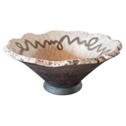 Bol en céramique Raku portugais contemporain - Poterie de studio brutaliste