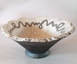 Bol en céramique Raku portugais contemporain - Poterie de studio brutaliste