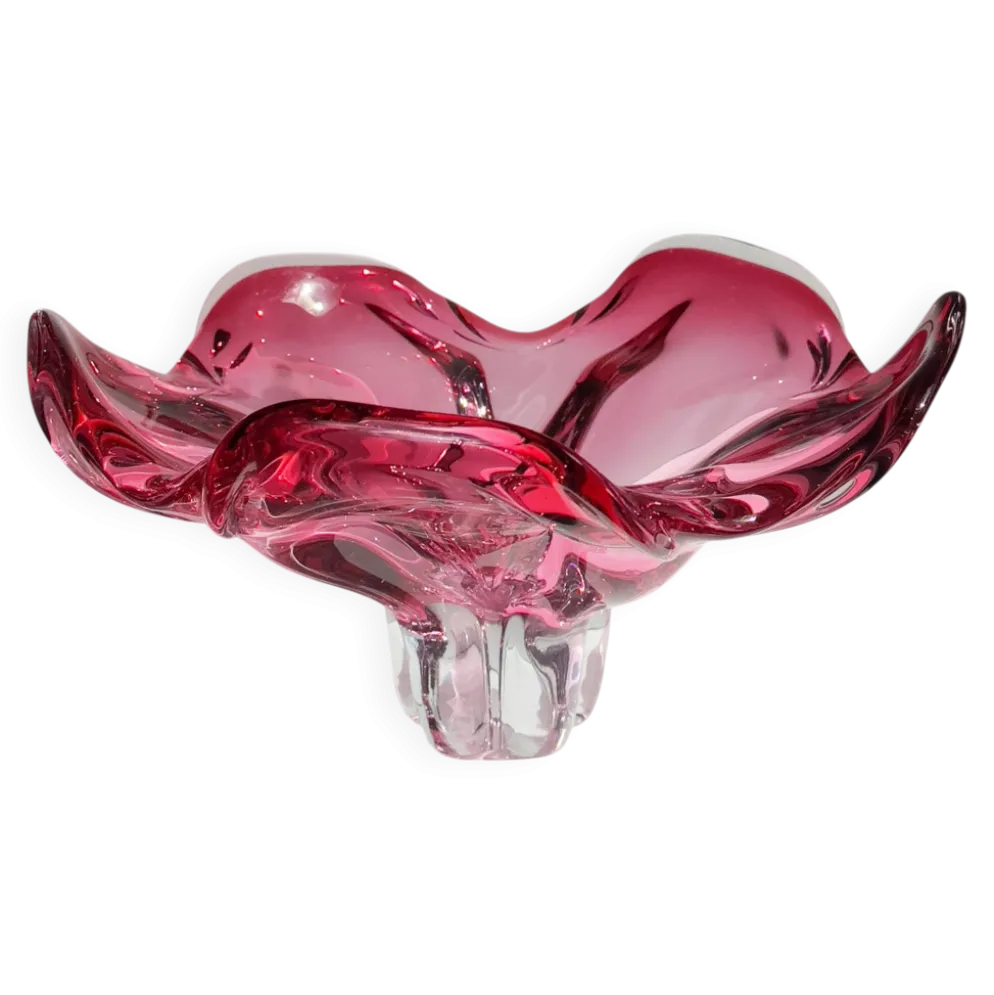 Bol en verre de grande taille en cranberry, Josef Hospodka, Tchécoslovaquie, années 1960.