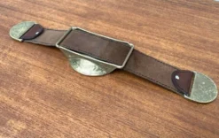 Bol ou cendrier en bronze et cuir avec accoudoirs, années 1960