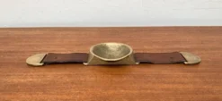 Bol ou cendrier en bronze et cuir avec accoudoirs, années 1960