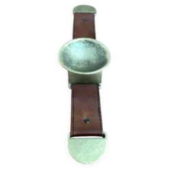 Bol ou cendrier en bronze et cuir avec accoudoirs, années 1960