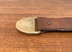 Bol ou cendrier en bronze et cuir avec accoudoirs, années 1960