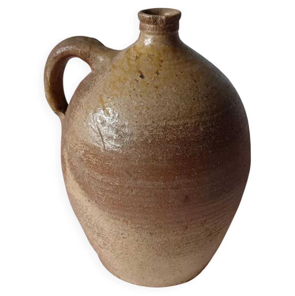 Bonbonne ancienne en grès beige marron France
