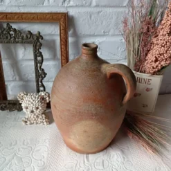 Bonbonne ancienne en grès beige marron France