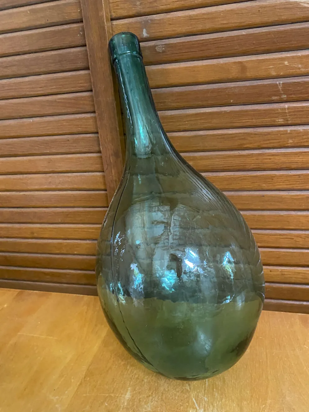Bonbonne Dame Jeanne Ancienne Verre Soufflé Fond Rond Bouteille Vintag