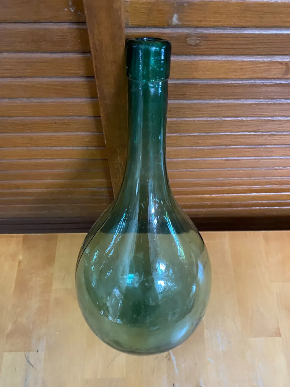 Bonbonne Dame Jeanne Ancienne Verre Soufflé Fond Rond Bouteille Vintag