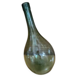 Bonbonne Dame Jeanne Ancienne Verre Soufflé Fond Rond Bouteille Vintag