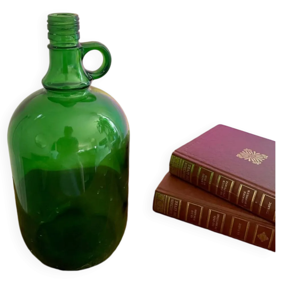 Bonbonne verte en verre vintage
