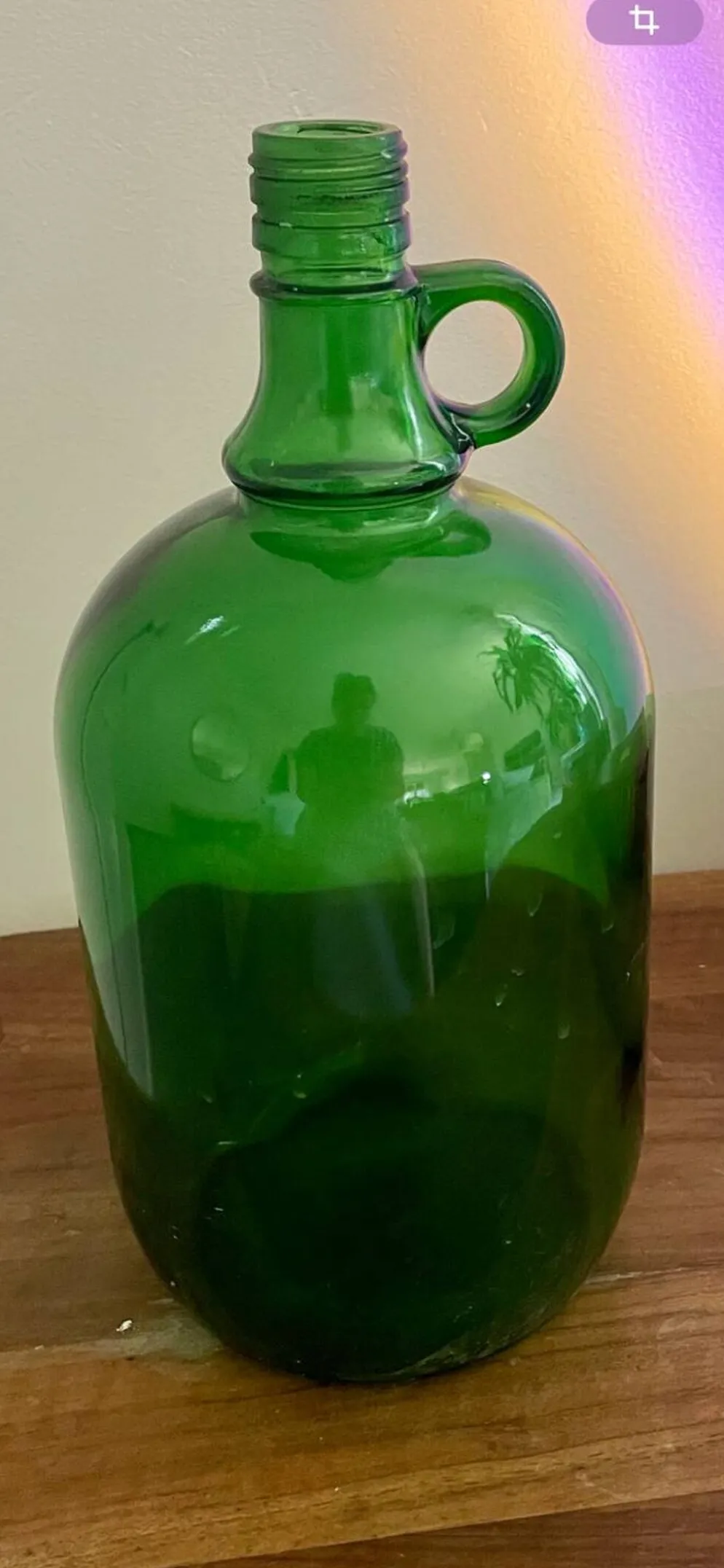 Bonbonne verte en verre vintage