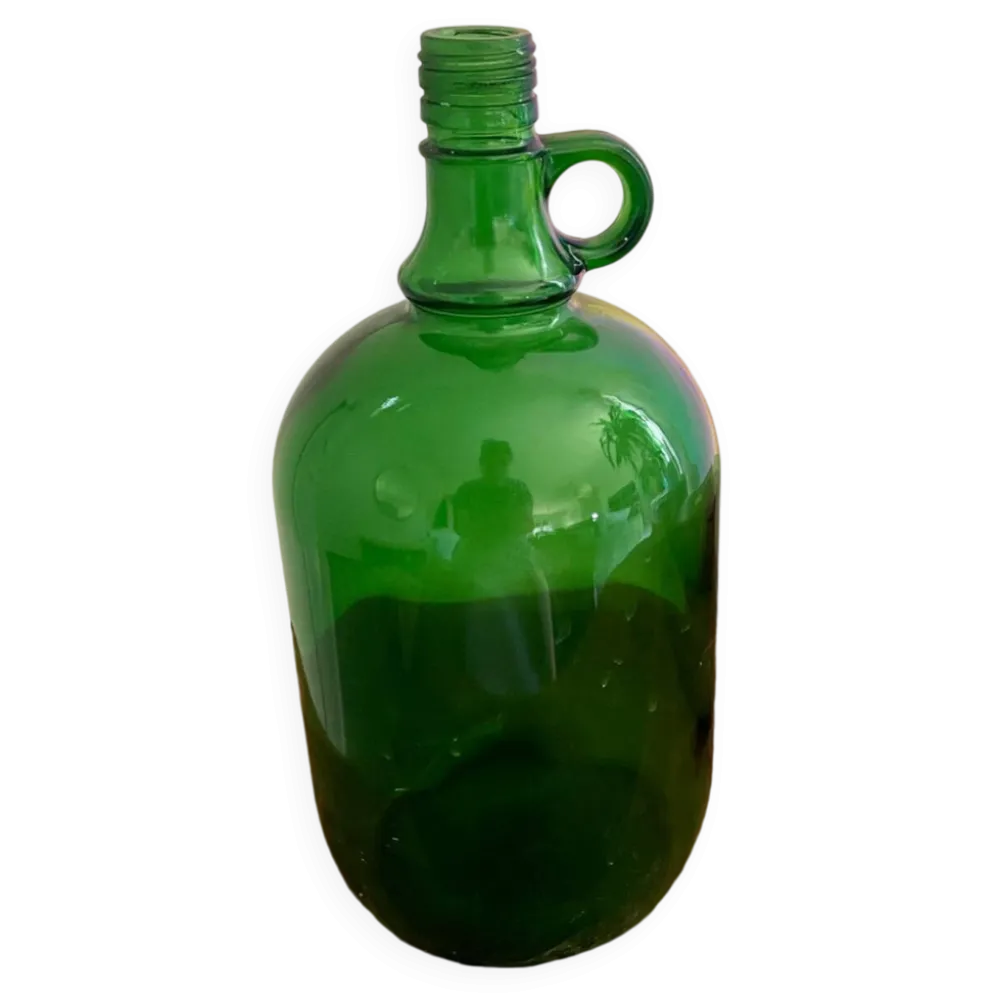 Bonbonne verte en verre vintage