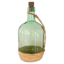 Bonbonne vintage en verre et raphia