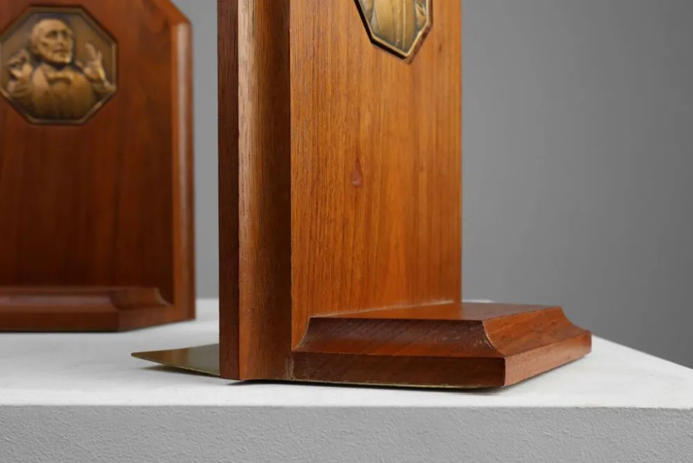 Bookends Art Déco français en bois et bronze, vers 1920