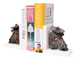 Bookends en onyx vintage et marbre blanc, design sombrero, Mexique, années 1970