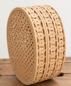 Boîte, coffret en rotin tressé vintage