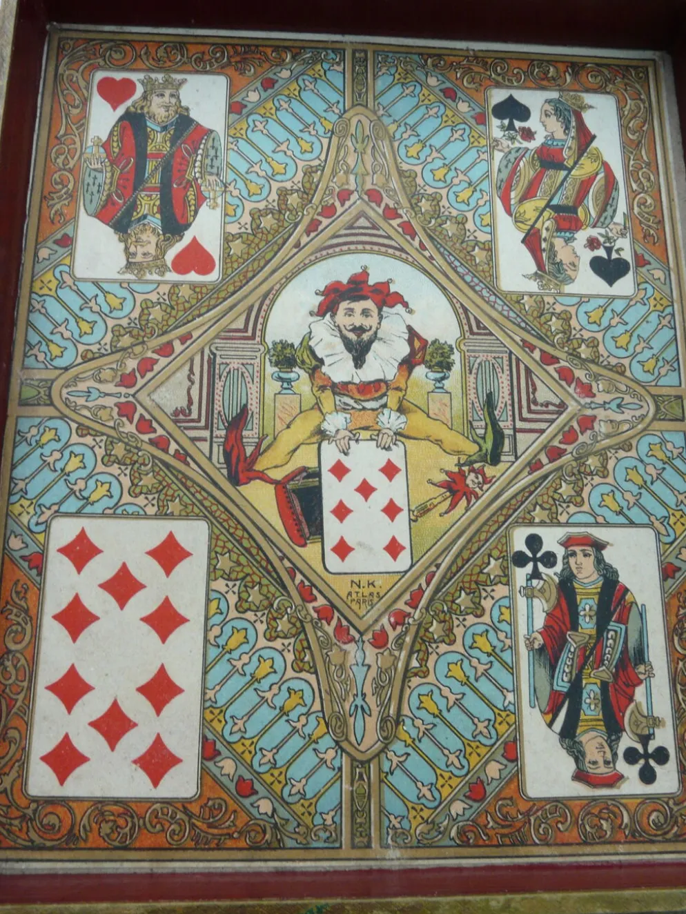 Boîte de jeu nain jaune atlas vintage 1920 avec pions