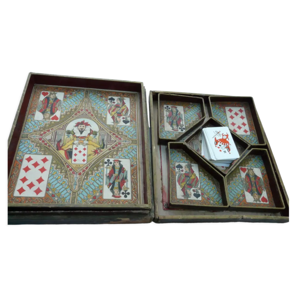 Boîte de jeu nain jaune atlas vintage 1920 avec pions