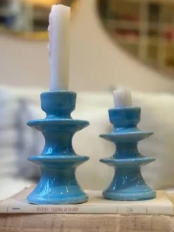Bougeoir chandelier bleu ciel baby blue