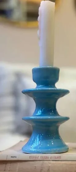 Bougeoir chandelier bleu ciel baby blue