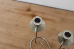 Bougeoir double vintage en métal chromé – Design spirale