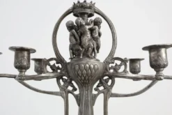Bougeoir en étain Art Nouveau par Achille Gamba, Italie vers 1900