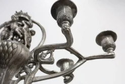 Bougeoir en étain Art Nouveau par Achille Gamba, Italie vers 1900